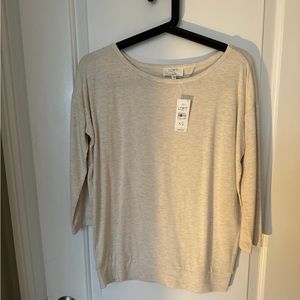 Loft Lounge Cream 3/4 Sleeves Top Cross Back XS